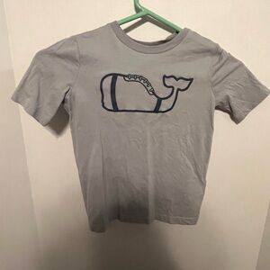 Vineyard Vines Gray Kids Tee with Football Whale Graphic